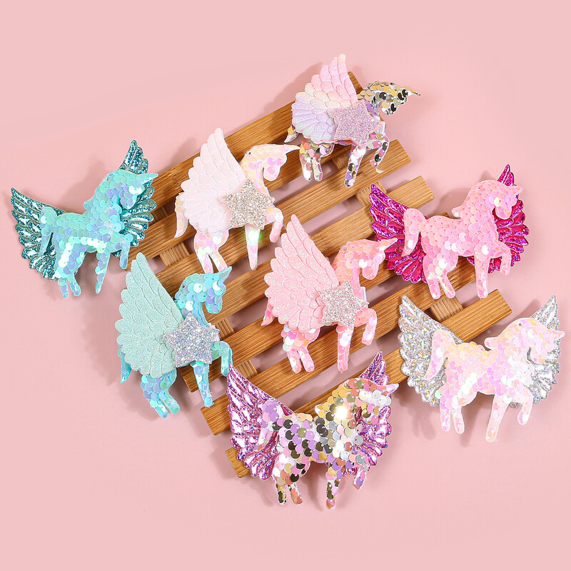 4 bucăți agrafe de păr cu unicorn pentru fete drăguțe cu paiete cu aripi de unicorn agrafe pentru agrafe pentru copii, copii, fete, accesorii de păr