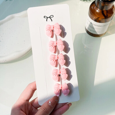 5 kom/set slatke ružičaste mini mašne kopče za djevojčice ljupke ukosnice u obliku srca crtani cvijet ručno rađena pokrivala za glavu dječji dodaci za kosu