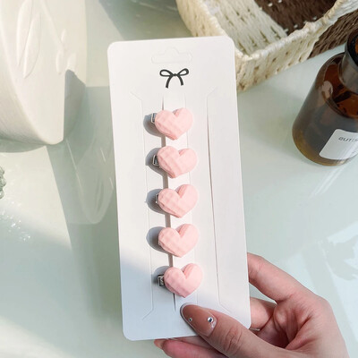 5 kom/set slatke ružičaste mini mašne kopče za djevojčice ljupke ukosnice u obliku srca crtani cvijet ručno rađena pokrivala za glavu dječji dodaci za kosu