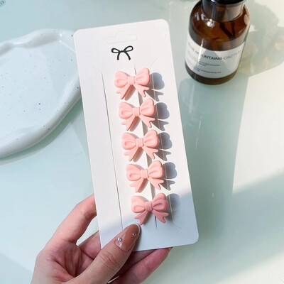 5 kom/set slatke ružičaste mini mašne kopče za djevojčice ljupke ukosnice u obliku srca crtani cvijet ručno rađena pokrivala za glavu dječji dodaci za kosu