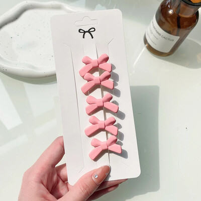 5 kom/set slatke ružičaste mini mašne kopče za djevojčice ljupke ukosnice u obliku srca crtani cvijet ručno rađena pokrivala za glavu dječji dodaci za kosu