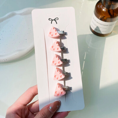 5 kom/set slatke ružičaste mini mašne kopče za djevojčice ljupke ukosnice u obliku srca crtani cvijet ručno rađena pokrivala za glavu dječji dodaci za kosu