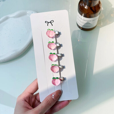 5 kom/set slatke ružičaste mini mašne kopče za djevojčice ljupke ukosnice u obliku srca crtani cvijet ručno rađena pokrivala za glavu dječji dodaci za kosu