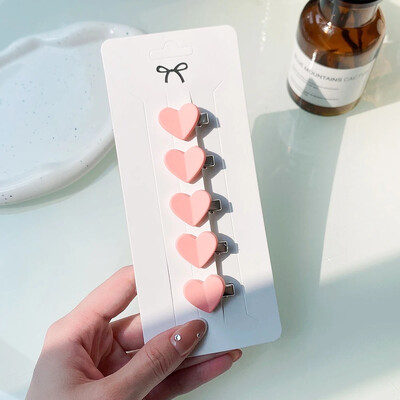 5 kom/set slatke ružičaste mini mašne kopče za djevojčice ljupke ukosnice u obliku srca crtani cvijet ručno rađena pokrivala za glavu dječji dodaci za kosu