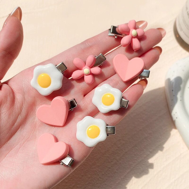 5 kom/set slatke ružičaste mini mašne kopče za djevojčice ljupke ukosnice u obliku srca crtani cvijet ručno rađena pokrivala za glavu dječji dodaci za kosu