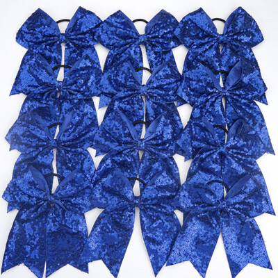 12 funde de 7,5 inchi cu paiete strălucitoare și strălucitoare pentru copii, fete, funde mari pentru majorete, suport pentru coadă de cal, cravate elastice pentru păr