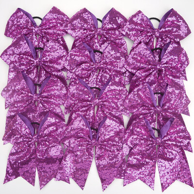 12 funde de 7,5 inchi cu paiete strălucitoare și strălucitoare pentru copii, fete, funde mari pentru majorete, suport pentru coadă de cal, cravate elastice pentru păr