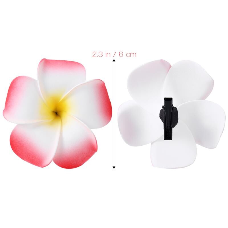 FRCOLOR 24 bucăți 2,4 inci cleme de păr cu flori hawaiene de plumeria accesorii de păr pentru petrecere pe plajă, nuntă, eveniment, decorare (12 culori)