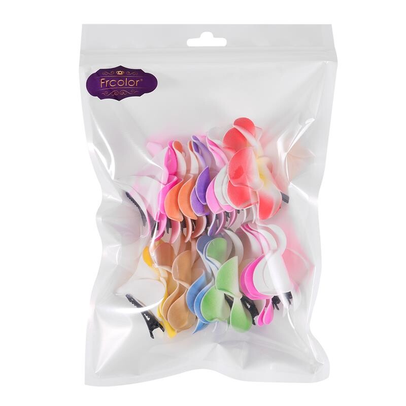 FRCOLOR 24 bucăți 2,4 inci cleme de păr cu flori hawaiene de plumeria accesorii de păr pentru petrecere pe plajă, nuntă, eveniment, decorare (12 culori)