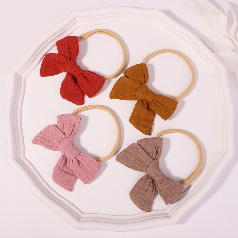 5 bucăți/set de primăvară nou-născuți pentru copii, fundite din bumbac, bandă elastică din nailon, pentru fetițe, copii, accesorii drăguțe pentru păr