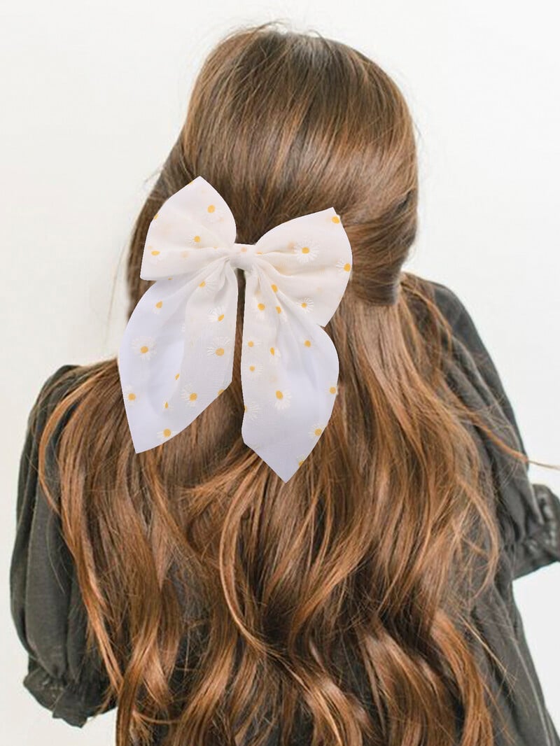 1 buc. Agrafe de păr cu fundă din plasă cu flori de margarete pentru fete Accesorii de păr pentru copii Accesorii de păr pentru copii Agrafă de păr