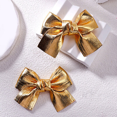 2 tk Vintage Gold Sparkle Bow juukseklambrid Tüdrukutele Armsad Laste Juuksenõelad Käsitsi valmistatud Barrettes Peakatted Laste Juuste Aksessuaarid