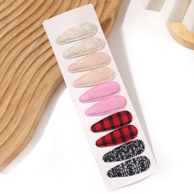 10kom dječje ukosnice za kosu sa svježim printom od legure pamuka Set kopči za kosu karirane tkanine BB ukosnice za malu djecu Hairgripe Pokrivala za kosu Dodaci za kosu