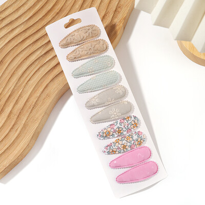 10kom dječje ukosnice za kosu sa svježim printom od legure pamuka Set kopči za kosu karirane tkanine BB ukosnice za malu djecu Hairgripe Pokrivala za kosu Dodaci za kosu