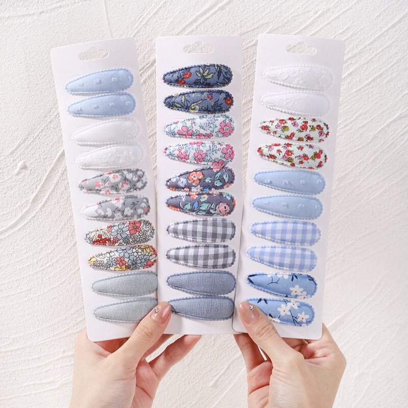 10kom dječje ukosnice za kosu sa svježim printom od legure pamuka Set kopči za kosu karirane tkanine BB ukosnice za malu djecu Hairgripe Pokrivala za kosu Dodaci za kosu