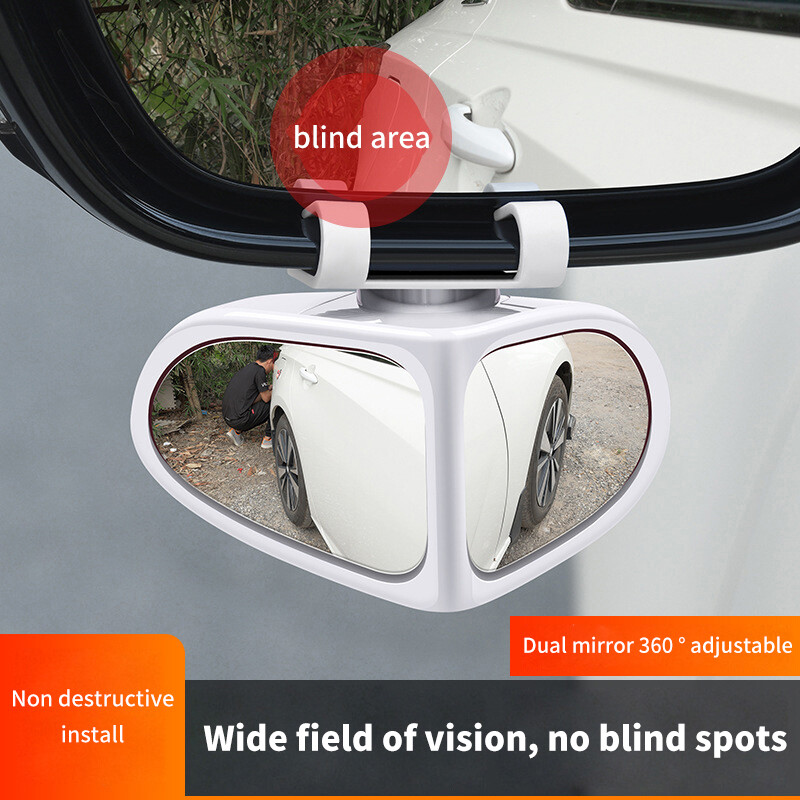 Oglindă pentru unghiul mort pentru mașină 1 pereche roată din față auxiliară retrovizoare oglindă cu două fețe Oglindă cu unghi larg, reglabilă la 360 de grade pentru mașini