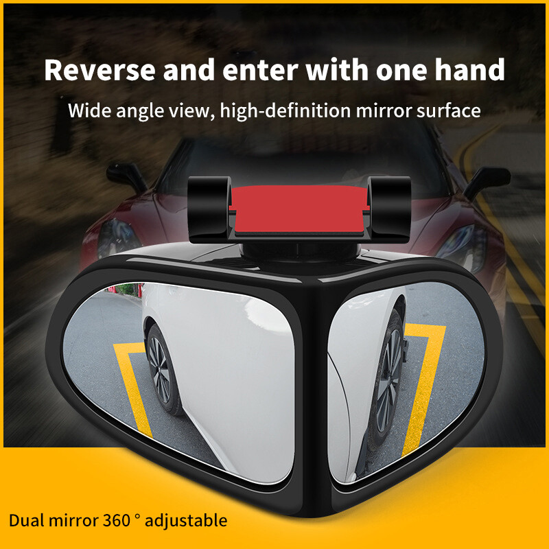 Oglindă pentru unghiul mort pentru mașină 1 pereche roată din față auxiliară retrovizoare oglindă cu două fețe Oglindă cu unghi larg, reglabilă la 360 de grade pentru mașini
