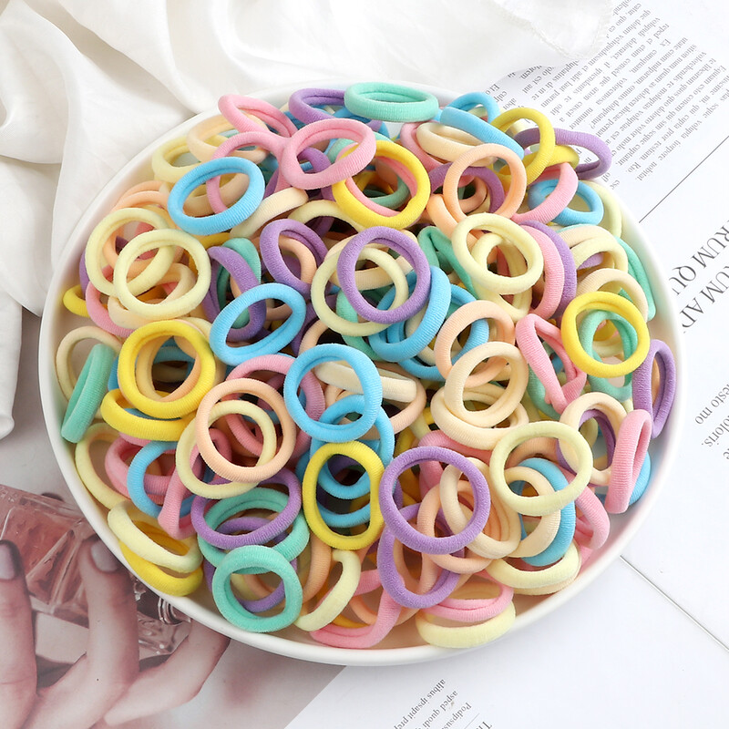 Comerț cu ridicata 30/50/100 buc/lot benzi de păr colorate pentru copii legături de păr fără sudură Bandă elastică de cauciuc pentru fete accesorii dulci pentru coletele