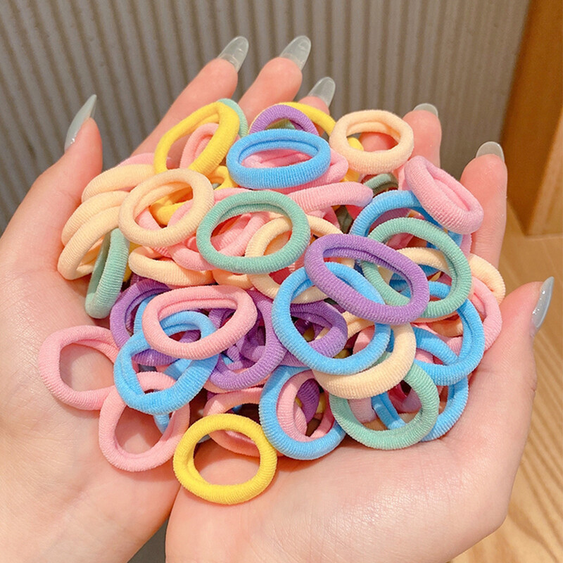 Comerț cu ridicata 30/50/100 buc/lot benzi de păr colorate pentru copii legături de păr fără sudură Bandă elastică de cauciuc pentru fete accesorii dulci pentru coletele