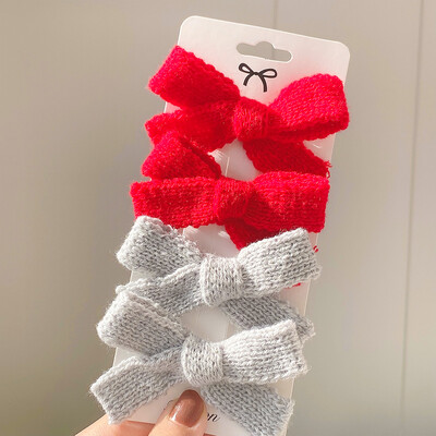 4 bucăți/set agrafă de păr de tricotat cu leopard Agrafe de păr cu fundă drăguț Agrafe de păr lucrate manual Barrette pentru fete Accesorii de păr pentru copii