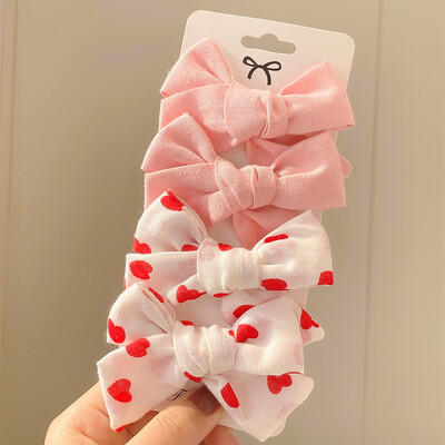 4 bucăți/set agrafă de păr de tricotat cu leopard Agrafe de păr cu fundă drăguț Agrafe de păr lucrate manual Barrette pentru fete Accesorii de păr pentru copii