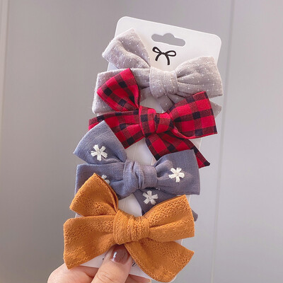 4 bucăți/set agrafă de păr de tricotat cu leopard Agrafe de păr cu fundă drăguț Agrafe de păr lucrate manual Barrette pentru fete Accesorii de păr pentru copii