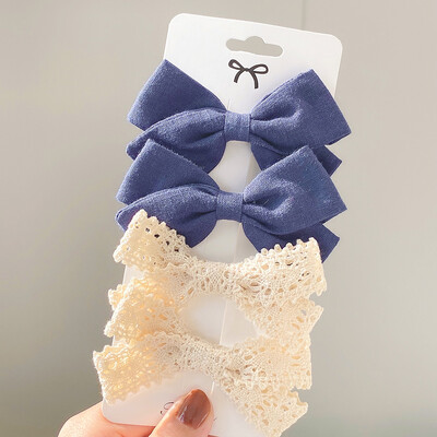 4 bucăți/set agrafă de păr de tricotat cu leopard Agrafe de păr cu fundă drăguț Agrafe de păr lucrate manual Barrette pentru fete Accesorii de păr pentru copii