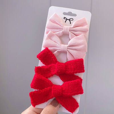 4 bucăți/set agrafă de păr de tricotat cu leopard Agrafe de păr cu fundă drăguț Agrafe de păr lucrate manual Barrette pentru fete Accesorii de păr pentru copii