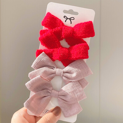 4 bucăți/set agrafă de păr de tricotat cu leopard Agrafe de păr cu fundă drăguț Agrafe de păr lucrate manual Barrette pentru fete Accesorii de păr pentru copii