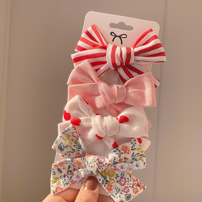 4 bucăți/set agrafă de păr de tricotat cu leopard Agrafe de păr cu fundă drăguț Agrafe de păr lucrate manual Barrette pentru fete Accesorii de păr pentru copii