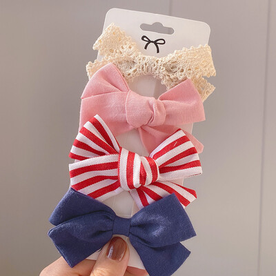 4 bucăți/set agrafă de păr de tricotat cu leopard Agrafe de păr cu fundă drăguț Agrafe de păr lucrate manual Barrette pentru fete Accesorii de păr pentru copii