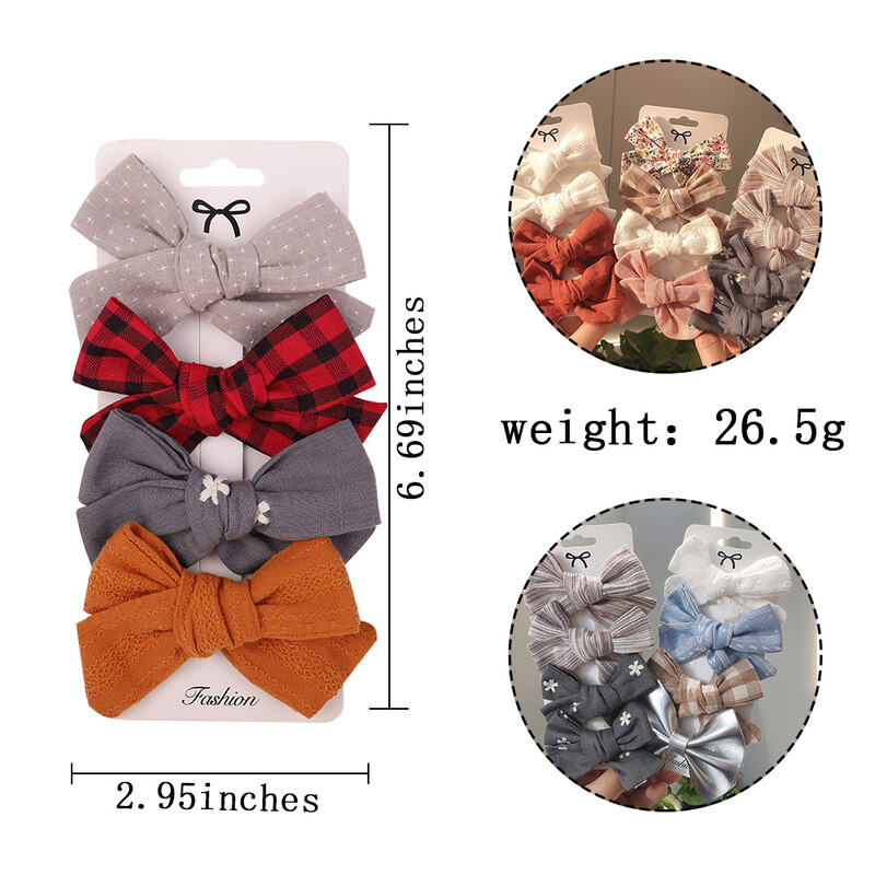 4 bucăți/set agrafă de păr de tricotat cu leopard Agrafe de păr cu fundă drăguț Agrafe de păr lucrate manual Barrette pentru fete Accesorii de păr pentru copii