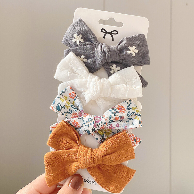 4 bucăți/set agrafă de păr de tricotat cu leopard Agrafe de păr cu fundă drăguț Agrafe de păr lucrate manual Barrette pentru fete Accesorii de păr pentru copii