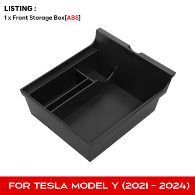 Pentru Tesla Model Y Cutie de depozitare ascunsă Consolă centrală pentru mașină Cotiera față și spate Flocare stratificată Grilă organizată Container Slide