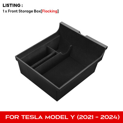 Pentru Tesla Model Y Cutie de depozitare ascunsă Consolă centrală pentru mașină Cotiera față și spate Flocare stratificată Grilă organizată Container Slide