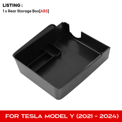 Pentru Tesla Model Y Cutie de depozitare ascunsă Consolă centrală pentru mașină Cotiera față și spate Flocare stratificată Grilă organizată Container Slide