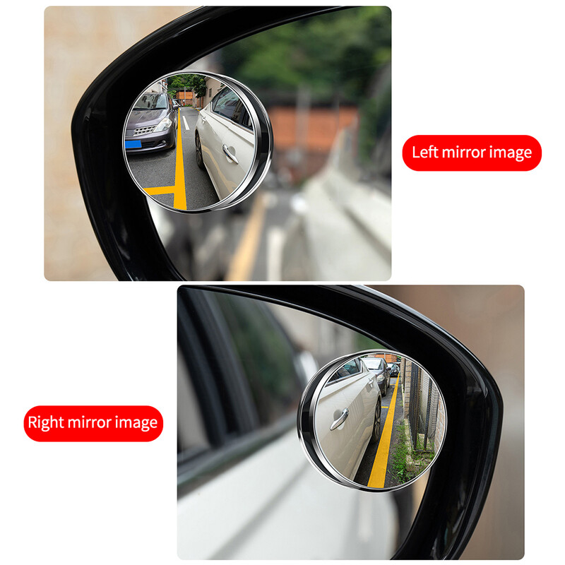 Cadru rotund Oglindă convexă pentru unghiul mort Siguranță Conducere unghi larg 360 de grade Oglinda retrovizoare transparentă reglabilă Accesorii auto