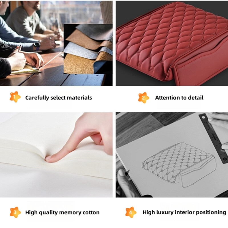 Cutie de cotiera auto din piele de lux Pad 5cm Grosire cutie pentru cotiera Buzunar de depozitare pentru Tesla Model 3 Model X Model S Model Y