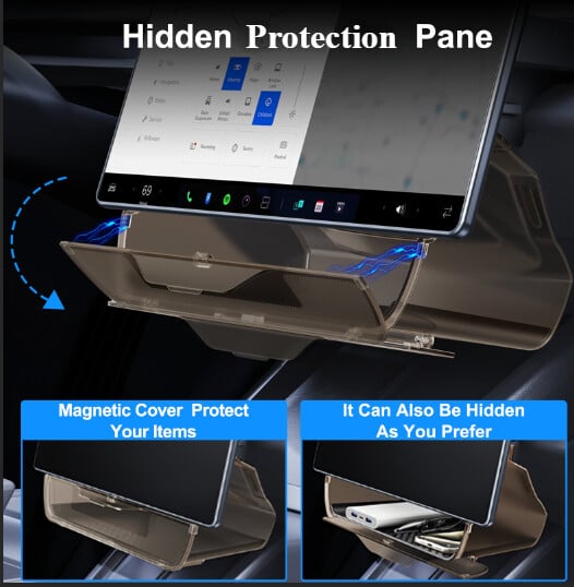 Hipacool organizator na središnjoj konzoli za Tesla Model 3 Highland Skrivena zaštitna ploča Kutija za pohranu automobila ispod središnjeg upravljačkog zaslona