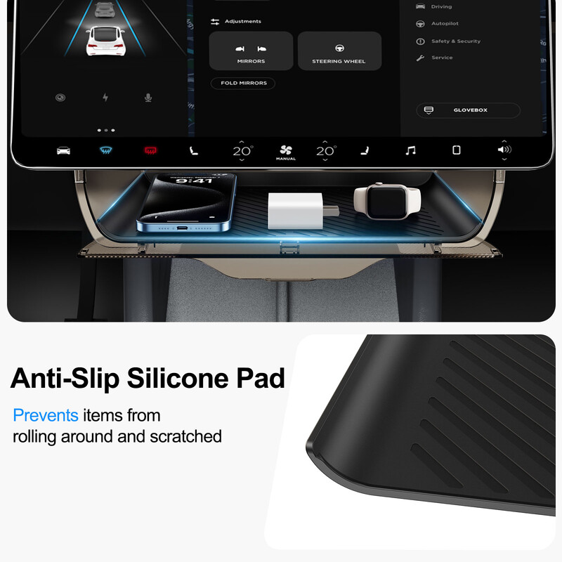 Hipacool organizator na središnjoj konzoli za Tesla Model 3 Highland Skrivena zaštitna ploča Kutija za pohranu automobila ispod središnjeg upravljačkog zaslona