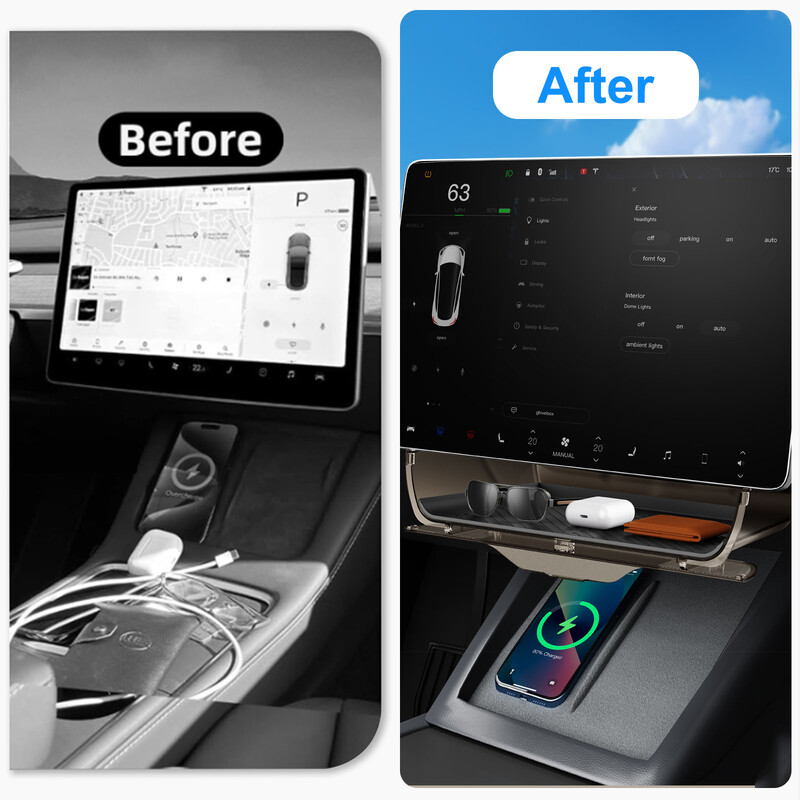 Hipacool organizator na središnjoj konzoli za Tesla Model 3 Highland Skrivena zaštitna ploča Kutija za pohranu automobila ispod središnjeg upravljačkog zaslona