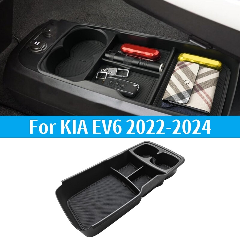 Pentru KIA EV6 2022 2023 2024 Organizator pentru consola centrală Tavă inferioară Cotieră Cutie de depozitare Suport pentru pahare Set 2 buc