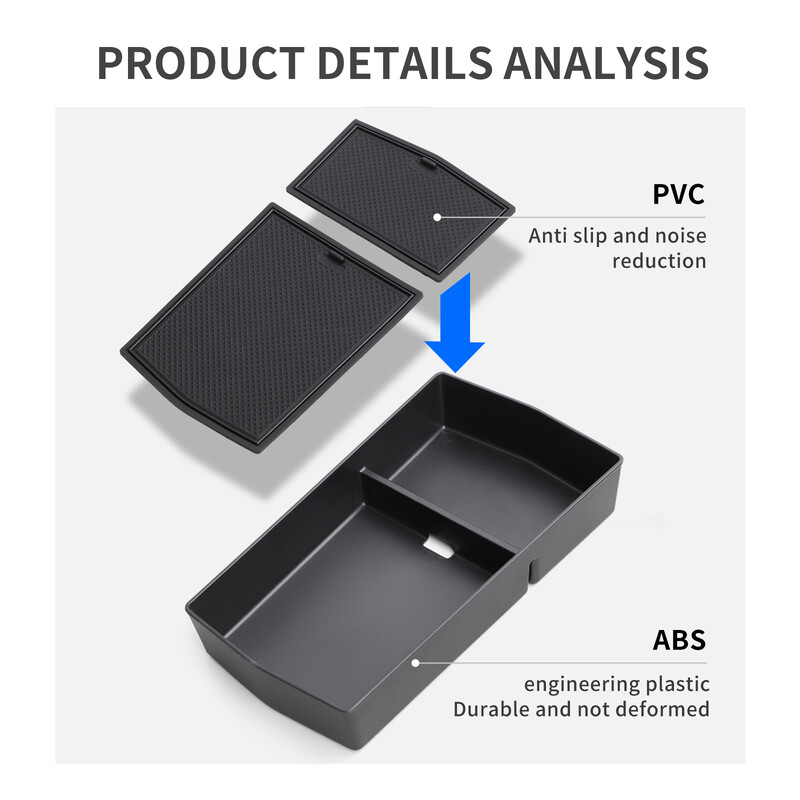 Središnja konzola Naslon za ruke Kutija za odlaganje za VW ID.7 ID7 Auto Središnja ladica Organizator Dodaci Pospremanje Crna