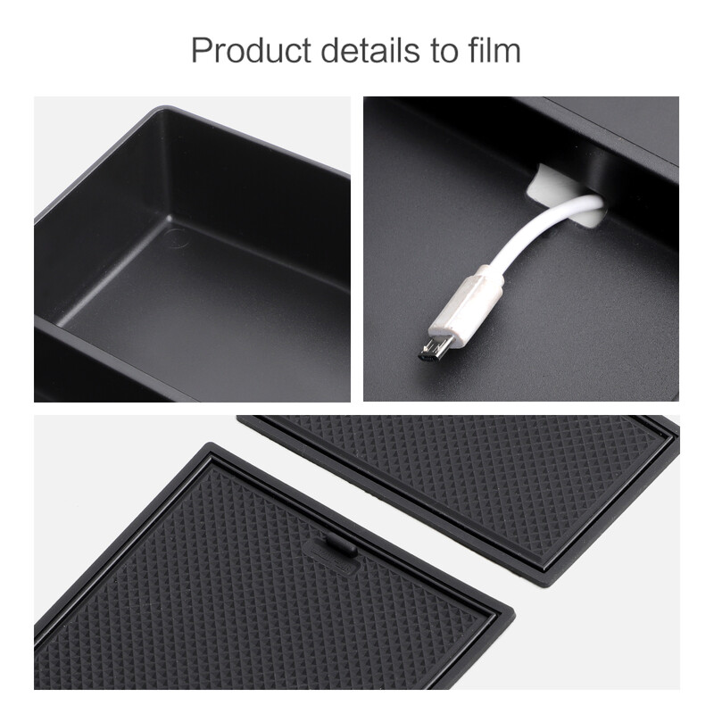 Središnja konzola Naslon za ruke Kutija za odlaganje za VW ID.7 ID7 Auto Središnja ladica Organizator Dodaci Pospremanje Crna