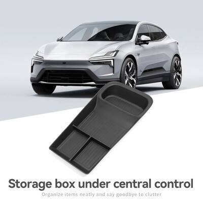 Pentru Polestar 4 2023 2024 Cutie de depozitare centrală pentru mașină Consolă centrală Strat inferior Tavă Organizator Accesorii Aranjare NEGRU