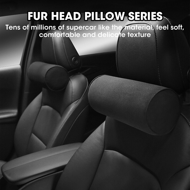 Възглавница за врата на автомобил Алкантара, велур, кръгли облегалки за глава Монтирана възглавница за защита на шийния гръбнак Универсална употреба за кола Универсална