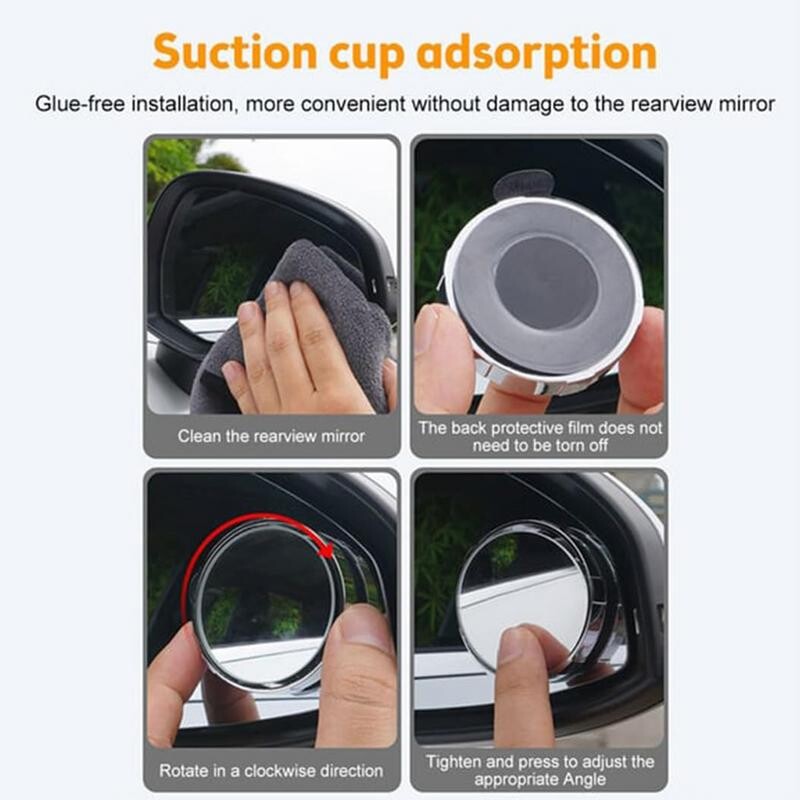 2 бр. Автомобилно изпъкнало сляпо огледало за обратно виждане, широкоъгълно 360-градусово регулируемо малко кръгло огледало за заден ход на автомобила