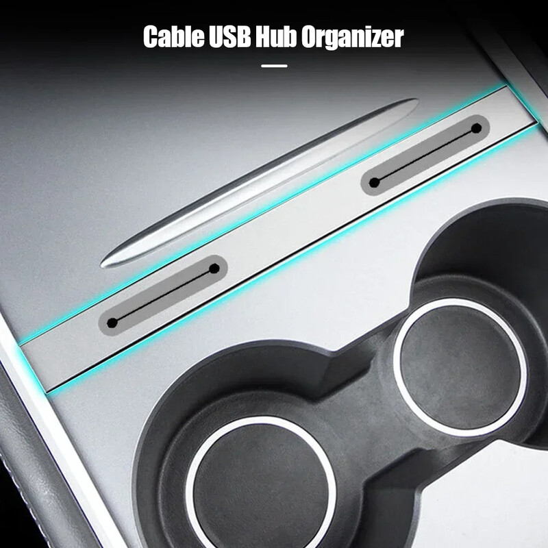 Središnja konzola automobila Kabel za punjenje USB čvorište Organizator Docking Station Dodaci za dekoraciju za Tesla Model 3 Y 2021 2022