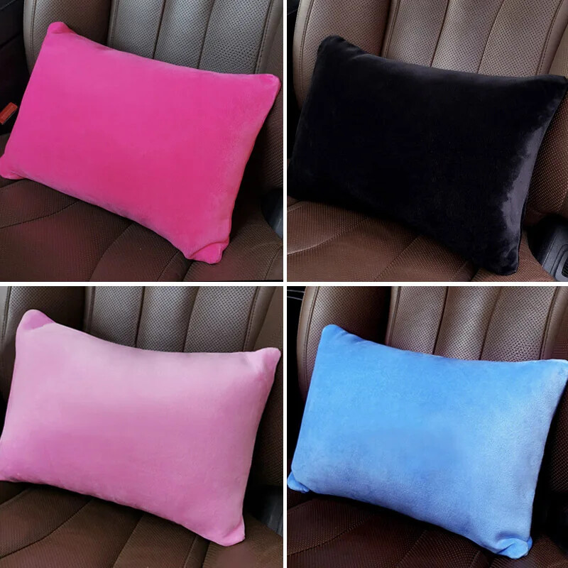Зимна плюшена възглавница за врата на облегалка за глава за кола Уникална дамска анимационна сладка възглавница за поддържане на талията за автомобили Интериорна декорация