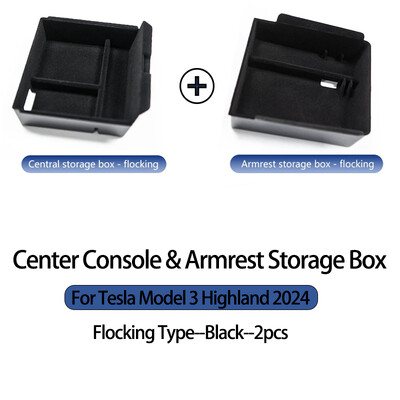 Za model 3 Highland 2024 Središnja konzola i kutija za odlaganje naslona za ruke Flocking ABS pladanj Središnji organizator 2024 Tesla Model3 Dodaci